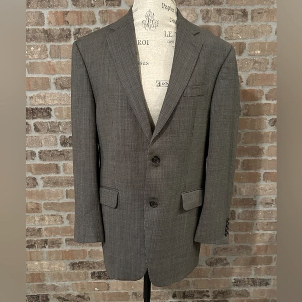 Lauren Ralph Lauren gray tan 100% wool sports coat blazer jacket plaid size 40R
